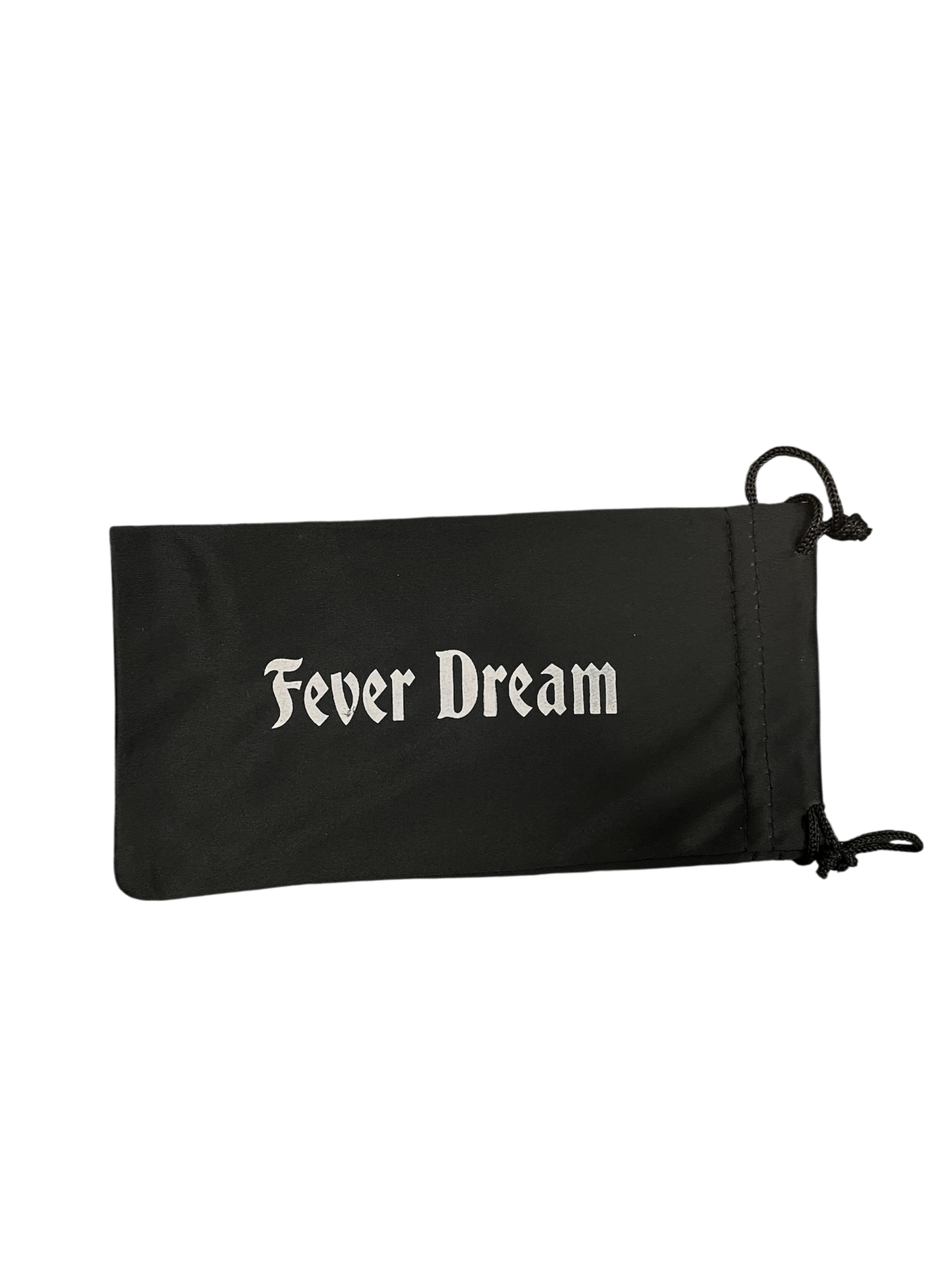 Black drawstring bag with 'Fever Dream' text on a white background