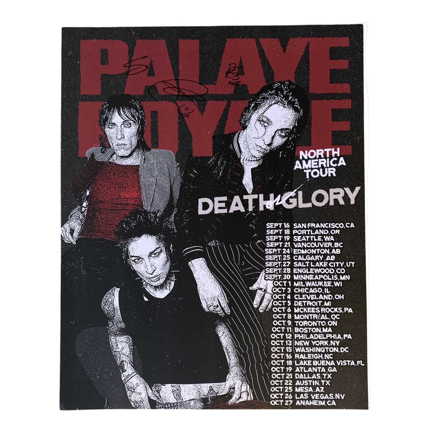 Promotional poster for Palaye Royale's North America tour with band members and event dates.