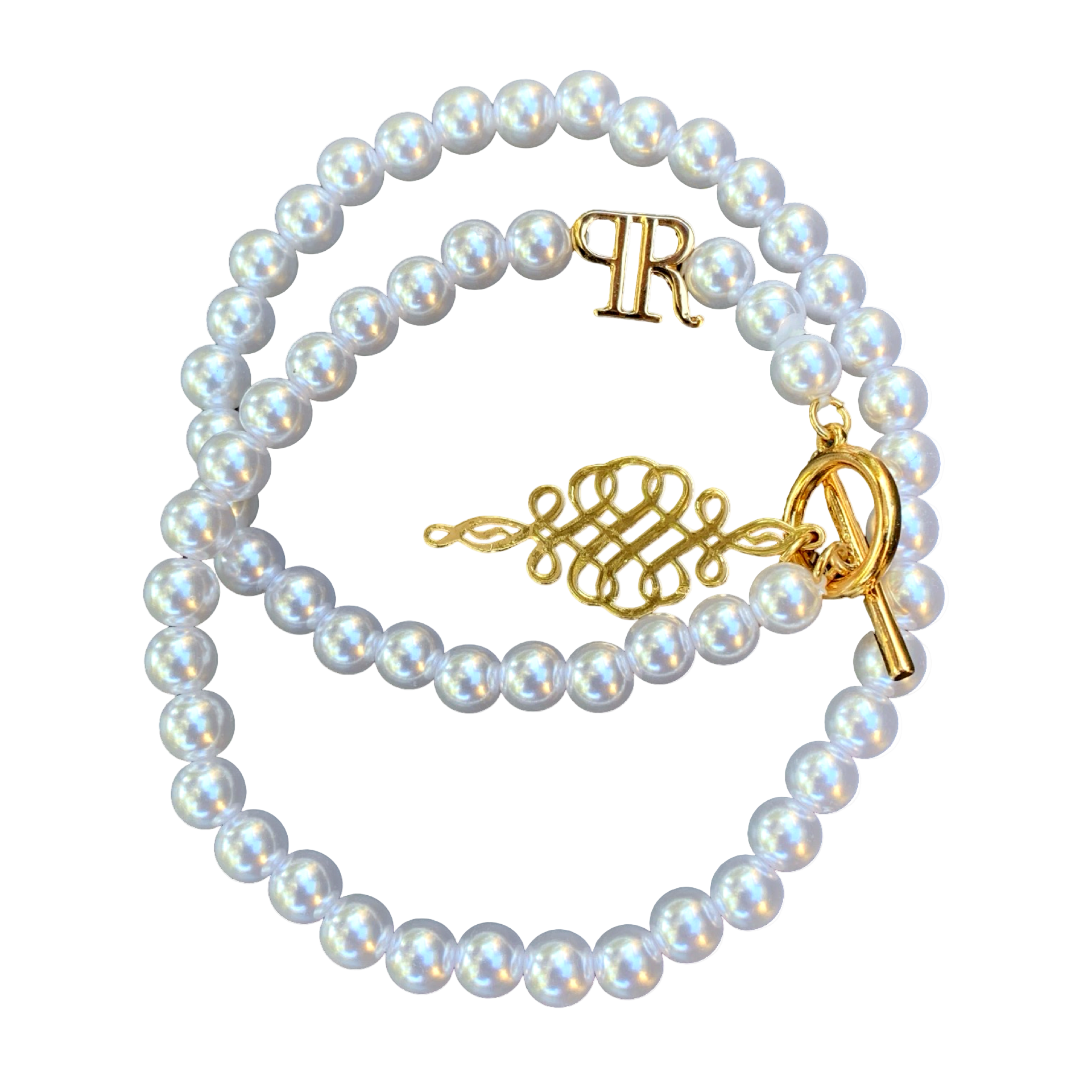Pearl bracelet with gold charm