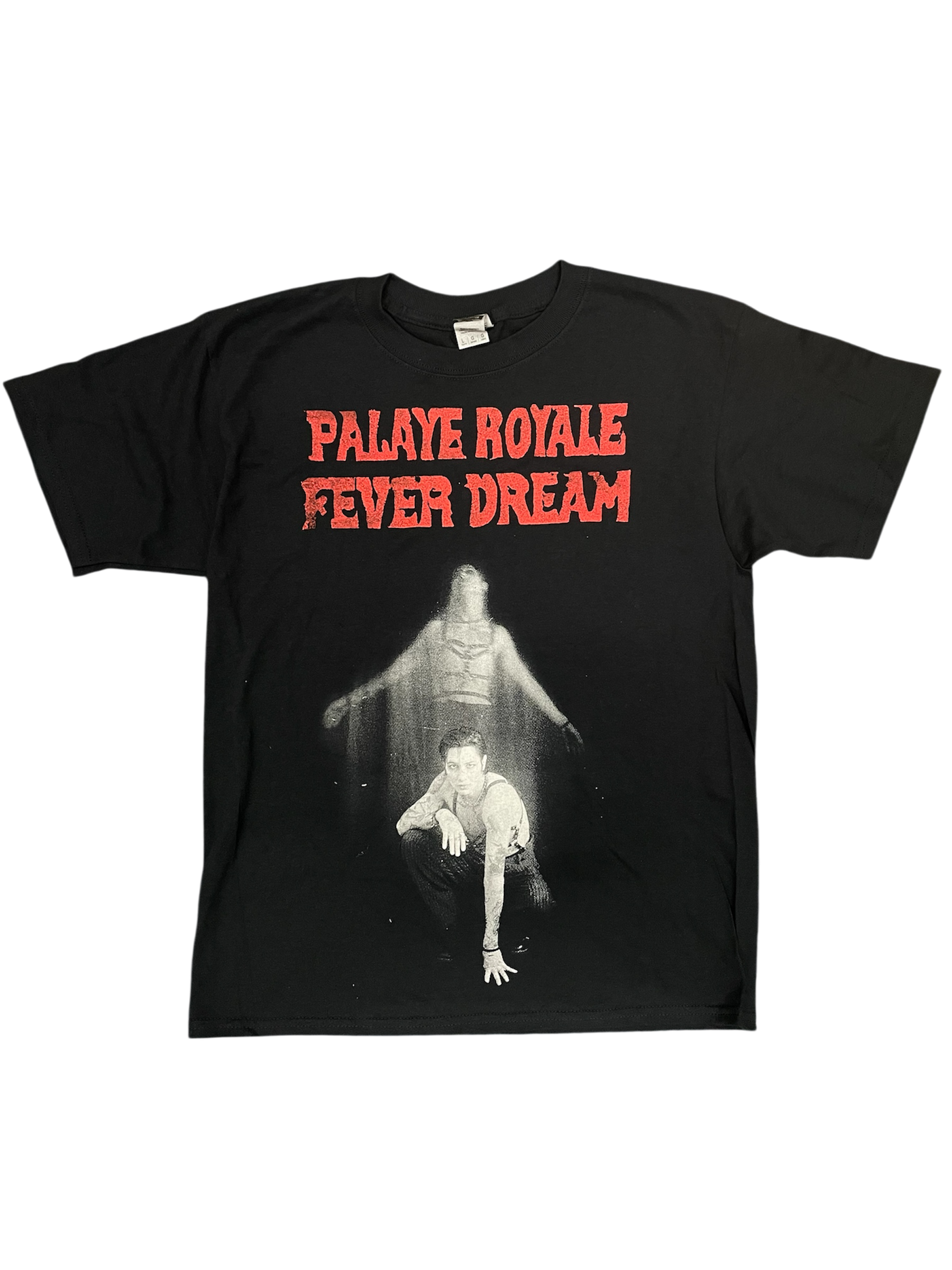 Black t-shirt with 'Palaye Royale Fever Dream' text and graphic design on a white background