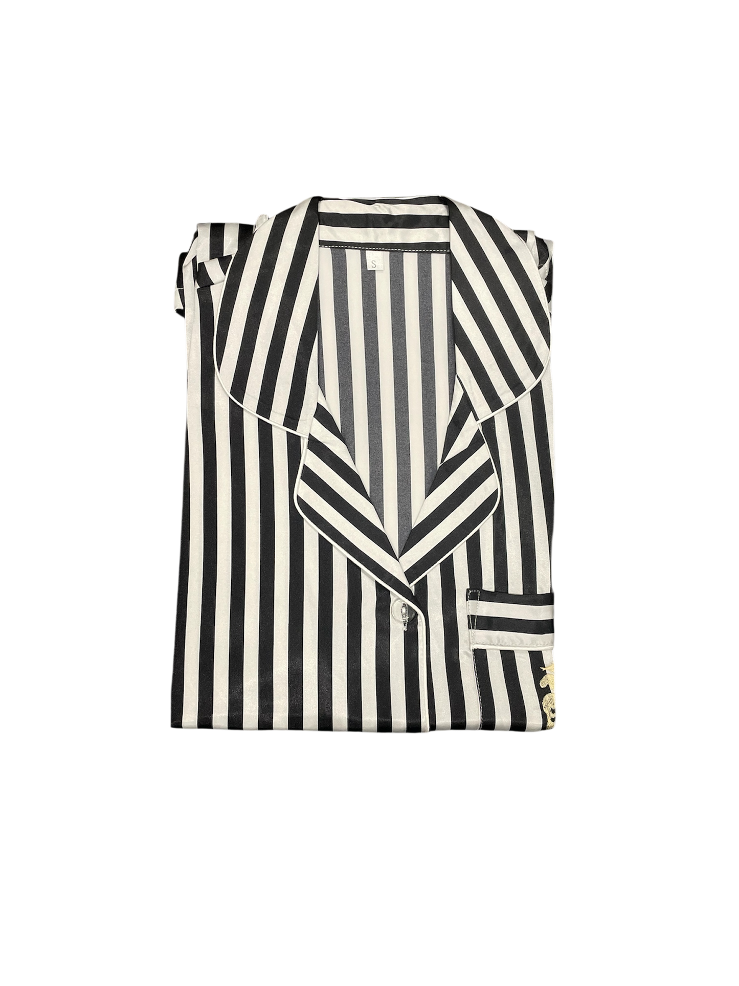 Black and white striped shirt on a white background