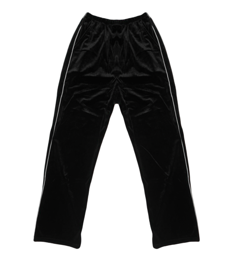 Black pants with white stripes